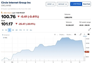 서클 주가, 20% 폭락…스테이블코인 이자 차단 입법 움직임