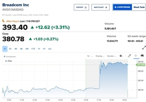 브로드컴, 메타와 맞춤형 AI 칩 계약…시간외 3% 상승